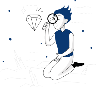 muñeco mirando al diamante